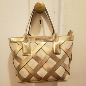 Gold criss cross MK purse